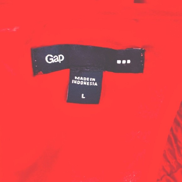 GAP Red Coral Camisole Ruffle Top Elastic Waist Satin Mini Slip Dress Size Large - Picture 6 of 8